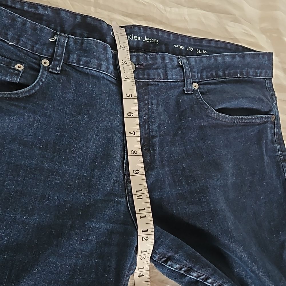 Calvin Klein Men Slim Fit Jeans 38×32 Dark Blue Washed - Picture 10 of 16
